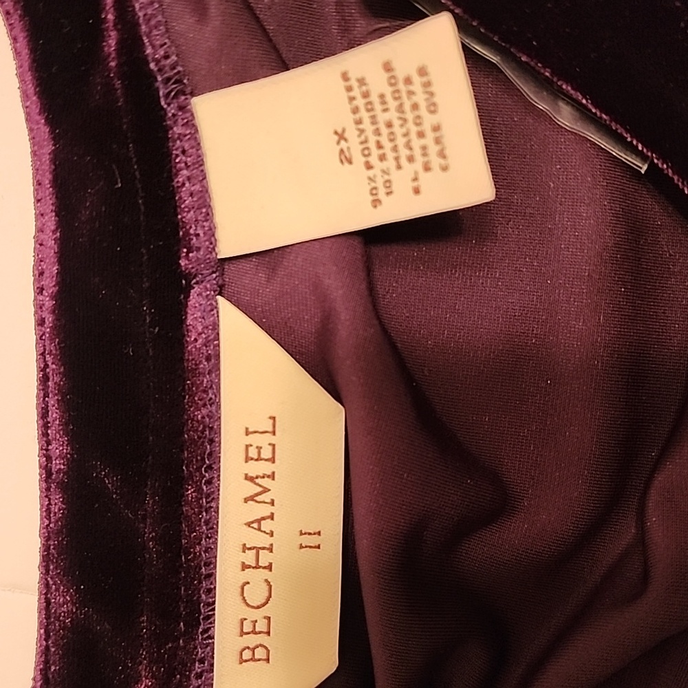 BECHAMEL II NWT PURPLE VELVET V NECK BUTTON DOWN LONG SLEEVE Warm Vintage Top - Picture 2 of 11